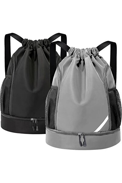 GENERAL Drawstring Sports Gym Bag Waterproof String Backpack with Shoe Compar...