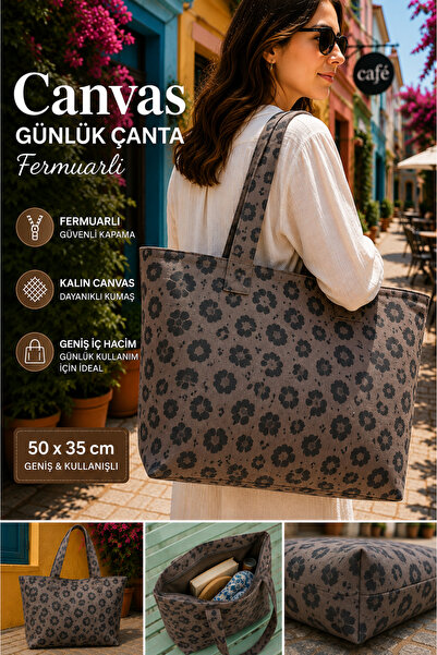 imkaya Kanvas Omuz Çantası 50x35 Fermuarlı - Geniş iç hacim- Taban Destek Det...