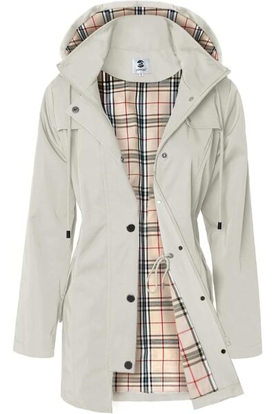 SaphiRose Savie Rose Women's Long Poncho Hooded Rain Coat Windproof Raincoat