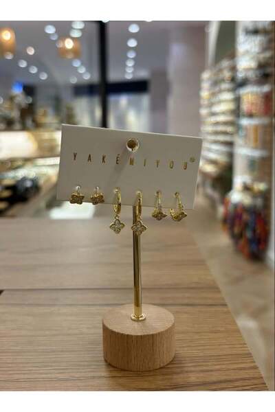 Yakemiyou Stone Clover Six-Piece Earrings