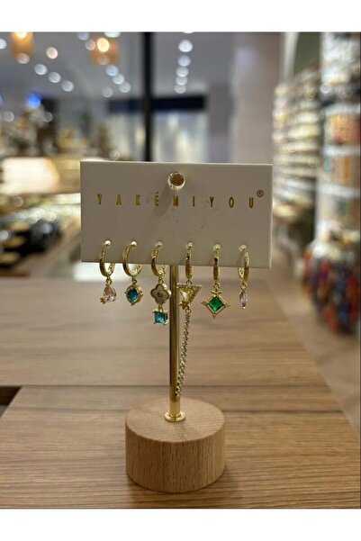 Yakemiyou Colorful Stones Six-Piece Earrings