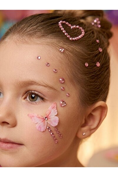 Toka Kutum Kids Store Pembe Kelebek ve Taş Detaylı Yüz & Saç Taşı