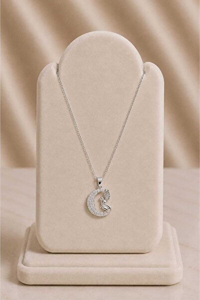 mdm style Silver Color Steel Necklace with Moon and Fairy Figures and Stones