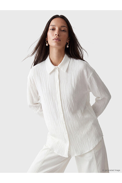 LC Waikiki LCW EVERYDAY Dokulu Oversize Kadın Gömlek