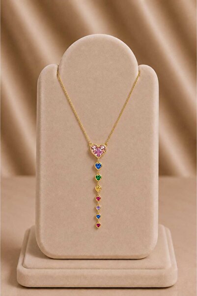 mdm style Colorful Heart Pendant Steel Necklace