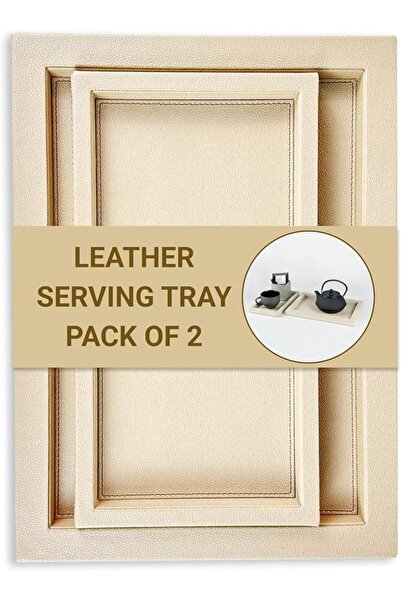 LeART Lert Leather Serving Tray - Serving Tray with Handles for Home, Office,...