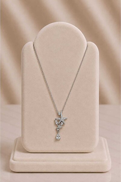 mdm style Silver Color Steel Necklace with Stone Starfish Figure