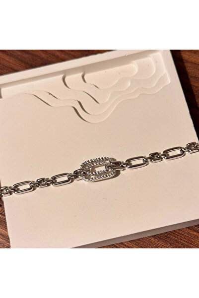 F&I FLORAL İSTANBUL Silver Square Stone Bracelet