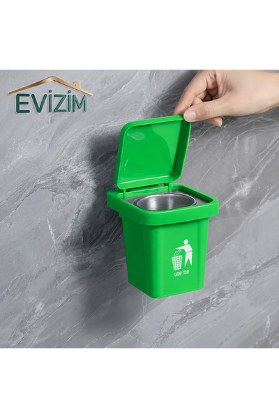 Evizim Metal Hazneli Yapışkanlı Duvara Monte Küllük Kapaklı Paslanmaz Çelik Ç...