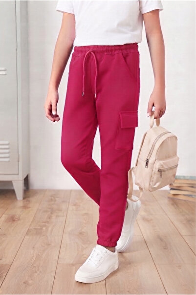 Kidiba Girls' and Boys' Fujiya Color Cargo Pockets Elastic Waistband School a...