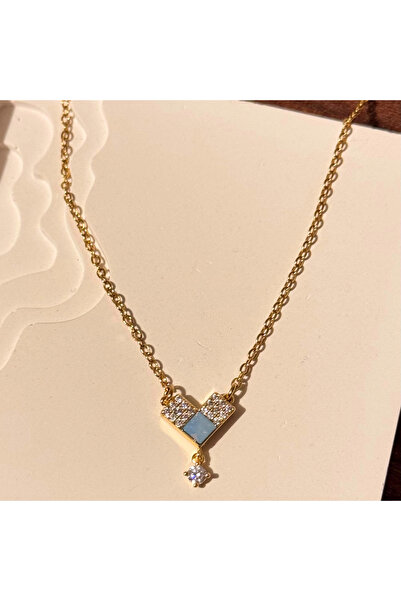 F&I FLORAL İSTANBUL Heart Cube Stone Necklace
