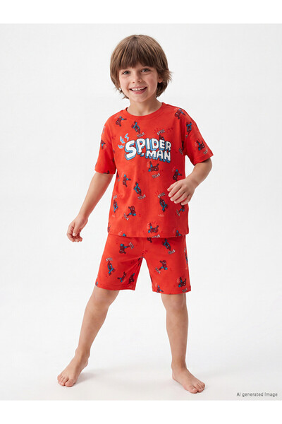 LC Waikiki Spider-Man Printed Boys' Shorts Pajama Set