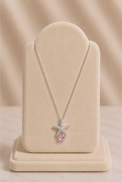 mdm style Silver Color Steel Necklace with Single Stone Starfish Figure