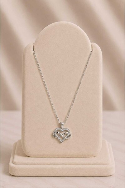 mdm style Silver Color Steel Necklace with Infinity Heart Figure and Stones