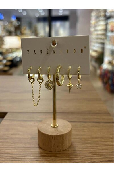 Yakemiyou Heart and Star Six-Piece Earrings