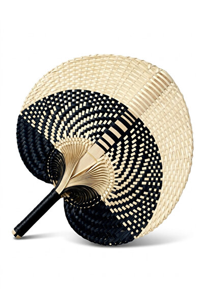 AYOMI Bali Lontar Yelpaze - Siyah& Naturel Büyük 52 cm