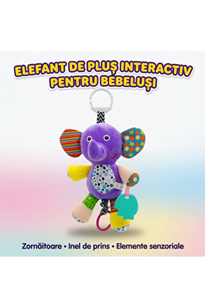 ROYAL BABY Jucărie muzicală interactivă pentru bebeluși - Elefant de pluș cu ...