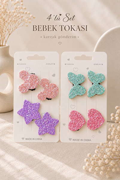 EliraToka Girls/Baby Hairless Baby Clips Set of 4 Mixed Shapes Shipped