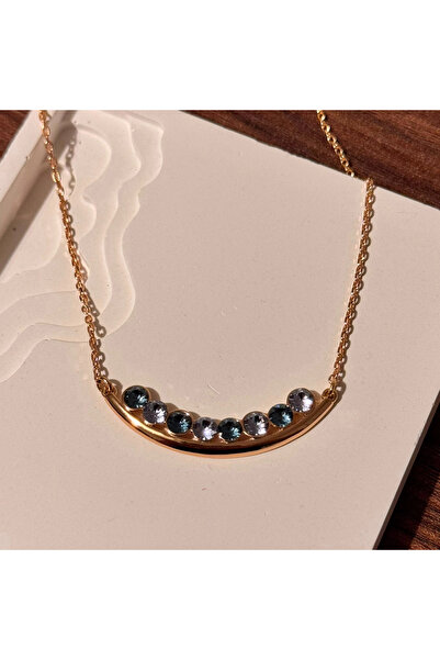 F&I FLORAL İSTANBUL Rose Gold Purple Blue Stone Necklace