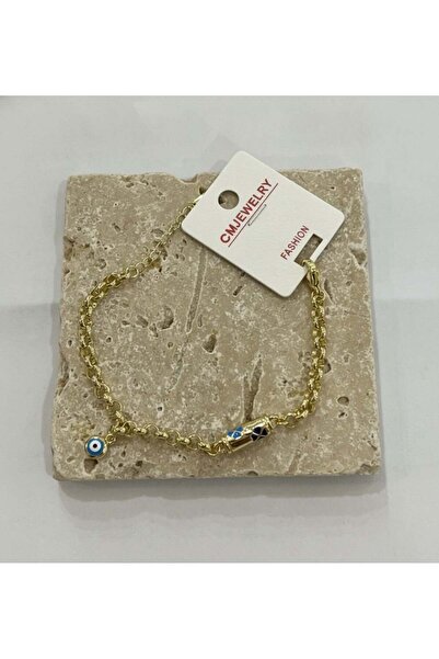 CM Jewelry Yonca ve Nazar Charmlı Bileklik