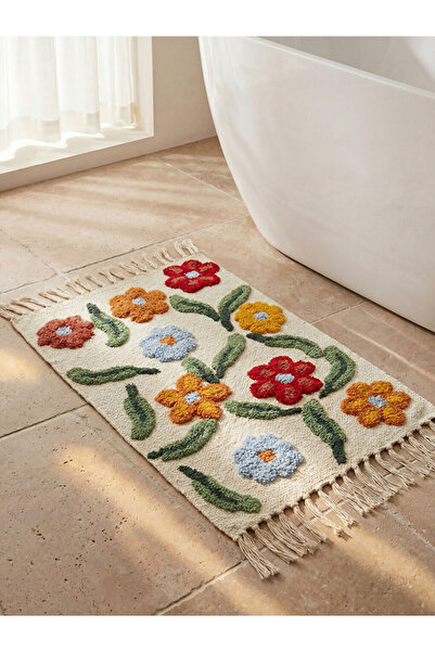 LC Waikiki Esvab • Modern & Distinctive Floral Tasseled Bath Mat 50X80 cm