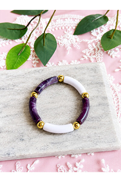 FLAWSOME JEWELRY STORE Elastic Beaded Gold Detailed Bracelet Summer Accessory