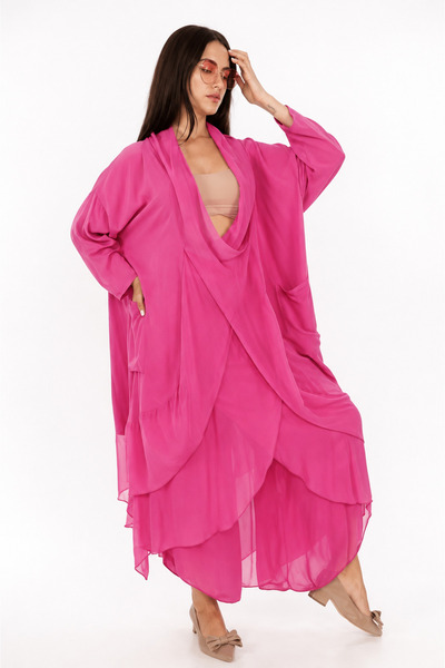 EREN STYLE Ιταλική μεταξωτή λεπτομέρεια Oversize Infinity Kaftan Μπλούζα - Ασ...