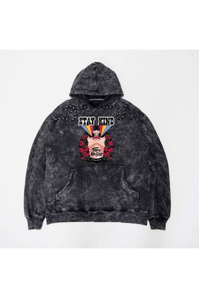 JANTIL MODA Unisex majica sa kapuljačom, vintage, većinirana, prevelika, sa k...