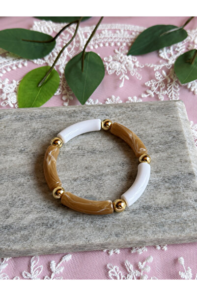 FLAWSOME JEWELRY STORE Elastic Beaded Gold Detailed Bracelet Summer Accessory