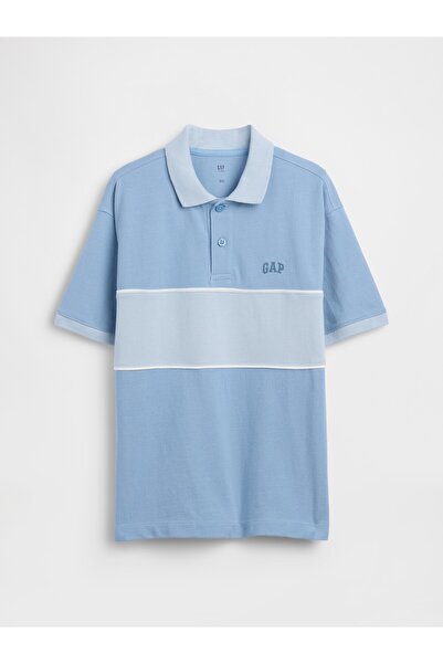 GAP Erkek Çocuk Açık Mavi Logo Polo T-Shirt