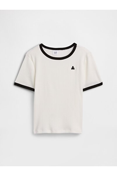 GAP Kız Çocuk Beyaz Brannan Bear Fitilli Ringer T-Shirt