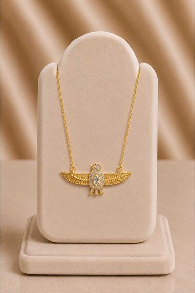 mdm style Stone and Steel Necklace with Winged Bird Figure