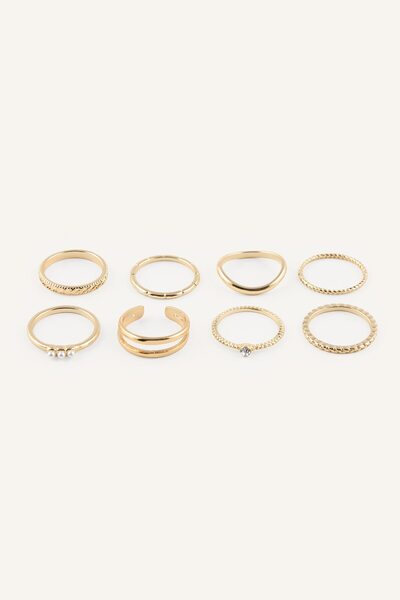 DeFacto Women's Stone and Pearl Detailed Multi 8-Piece Ring Set I1361Axns