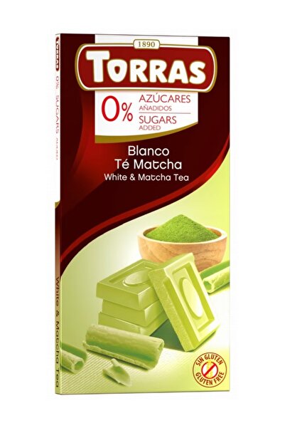 TORRAS Ciocolata alba ceai matcha fara zahar fara gluten 75g