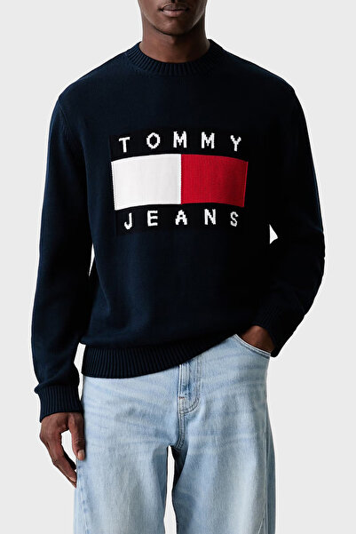 Tommy Jeans Pamuklu Logolu Regular Fit Kazak Erkek KAZAK DM0DM23413 C1G