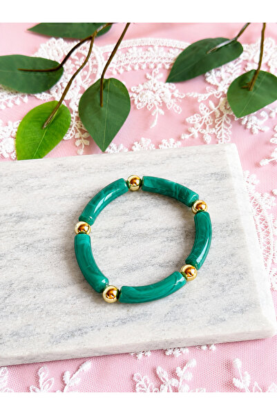 FLAWSOME JEWELRY STORE Elastic Beaded Gold Detailed Bracelet Summer Accessory
