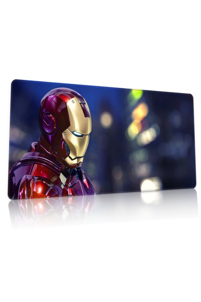 Duvarda Iron Man Gaming Oyuncu 90x40 cm Mousepad Kaymaz Taban XL Mousepad