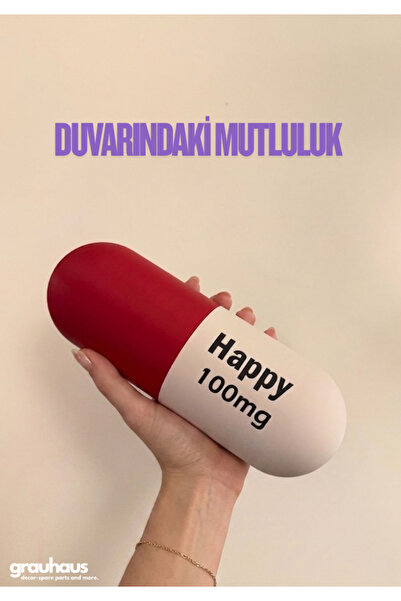 GRAUHAUS Mutluluk Hapı Happy 100mg Pop-Art Duvar Dekoru - Eğlenceli Motivasyo...