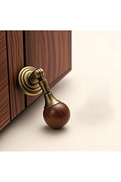 Generic Vintage Brass and Walnut Wood Cabinet Knob, Antique Style, Round Ball...
