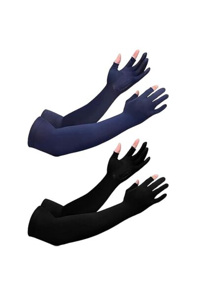 Generic 2 Pairs Cooling Arm Sleeves with 2 Finger Holes, Protective Sun Sleev...
