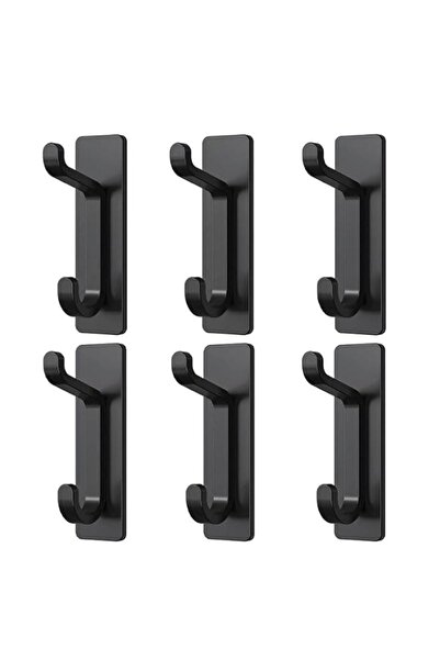 Generic Stainless Steel Black High-Low Wall Hooks 6pcs, Self Adhesive Heavy D...