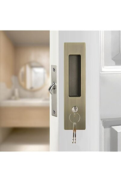 Generic 6.3” Privacy Pocket Door Lock Hardware with Key, Recessed Sliding Doo...