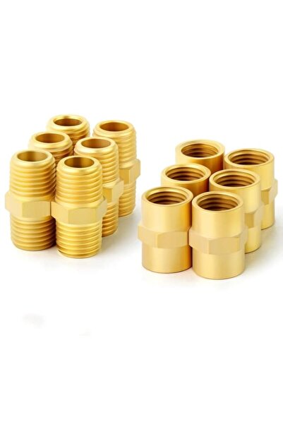 Generic 12Pcs Brass Pipe Fitting, NPT Hex Nipple, Coupling, 1/4" x 1/4" NPT M...