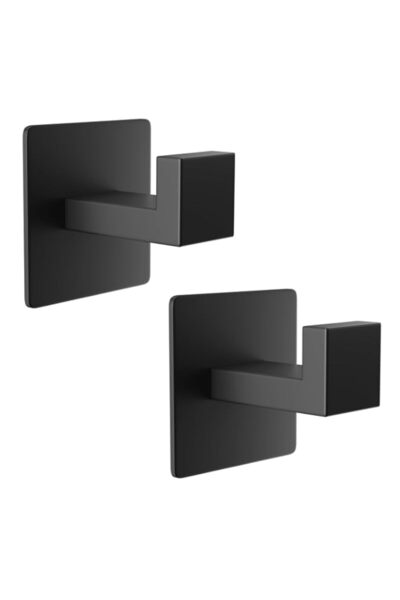 Generic YOOJ® 2 Pack Matte Black Metal Hooks, Clothes Closet Hooks, Self-Adhe...