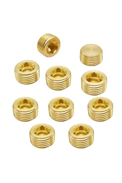 Generic 10 PCS 1/4" NPT Male Pipe Plugs, Brass Hex Counter Sunk Plugs for Clo...
