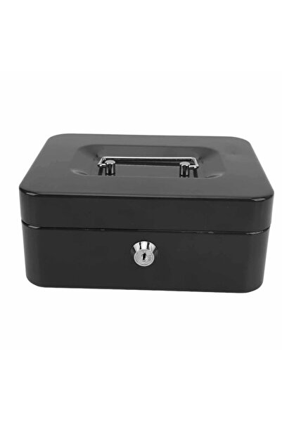 Generic Metal Cash Box with Key Lock, Portable Double Layer Safe with 5 Compa...
