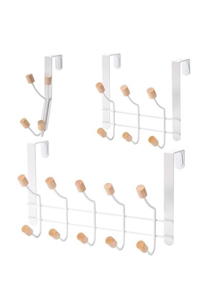 Generic Over The Door Hooks, Sturdy Metal Over The Door Hanger with Wooden Ed...