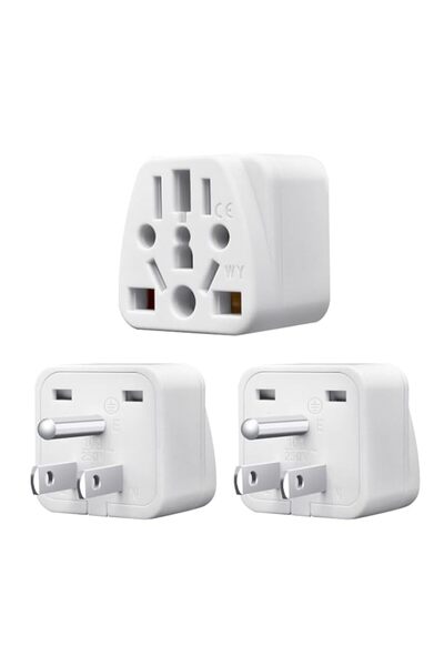 Generic infino™ World to US Travel Adapter (3-Pack), White Universal 3-Prong ...