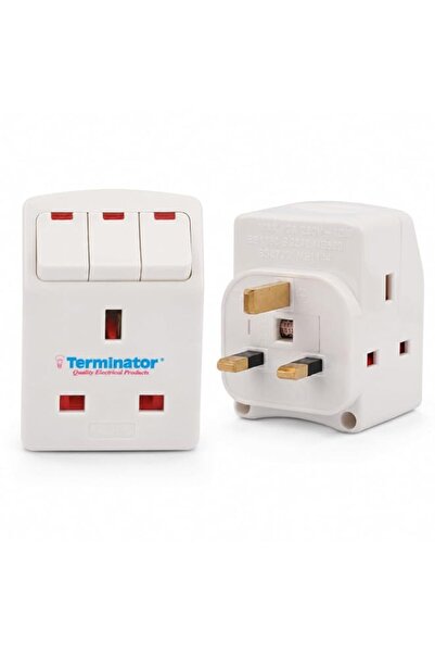 Generic Terminator TMA 343 3-Way UK Socket Adaptor, 13A Fused Type G Plug | E...