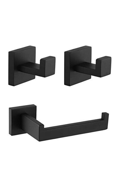 Generic kimzcn Matte Black Bathroom Accessories Kit 3-Pieces Bathroom Hardwar...